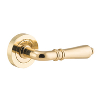 Iver Sarlat Door Lever Handle on Round Rose Polished Brass 9200