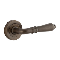 Iver Sarlat Door Lever Handle on Round Rose Signature Brass 9201