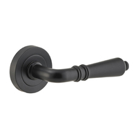 Iver Sarlat Door Lever Handle on Round Rose Matt Black 9203