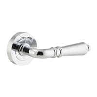 Iver Sarlat Door Lever Handle on Round Rose Passage Chrome Plated 9204