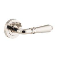 Iver Sarlat Door Lever Handle on Round Rose Polished Nickel 9208