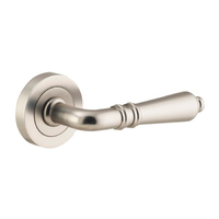 Iver Sarlat Door Lever Handle on Round Rose Satin Nickel 9209