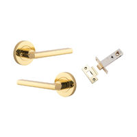 Iver Baltimore Door Lever Handle on Round Rose Inbuilt Privacy Polished Brass 9210KIBPRIV60