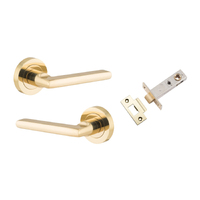 Iver Baltimore Door Lever Handle on Round Rose Passage Kit Polished Brass 9210KPASS60