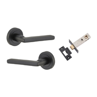 Iver Baltimore Door Lever Handle on Round Rose Passage Kit Matt Black 9213KPASS60