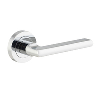 Iver Baltimore Door Lever Handle on Round Rose Chrome Plated 9214