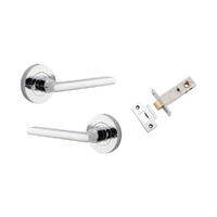 Iver Baltimore Door Lever Handle on Round Rose Inbuilt Privacy Polished Chrome 9214KIBPRIV60