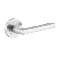 Iver Baltimore Door Lever Handle on Round Rose Brushed Chrome 9215