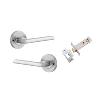 Iver Baltimore Door Lever Handle on Round Rose Inbuilt Privacy Brushed Chrome 9215KIBPRIV60