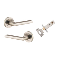Iver Baltimore Door Lever Handle on Round Rose Passage Kit Satin Nickel 9219KPASS60