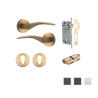 Iver Oxford Door Lever Handle on Round Rose Entrance Kit Key/Key - Available in Various Finishes