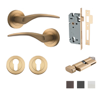 Iver Oxford Door Lever Handle on Round Rose Entrance Kit Key/Thumb - Available in Various Finishes