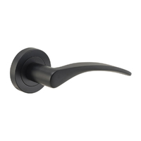 Restocking Soon: ETA End May - Iver Oxford Door Lever Handle on Round Rose Matt Black 9223