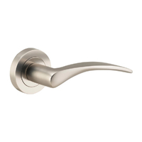 Iver Oxford Door Lever Handle on Round Rose Satin Nickel 9229