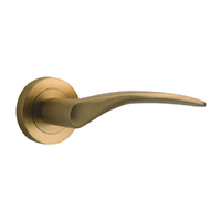 Iver Oxford Door Lever Handle on Round Rose Brushed Brass 9364