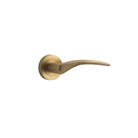 Iver Oxford Door Lever Handle on Round Rose Brushed Brass 9364