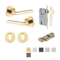 Iver Baltimore Door Lever on Round Rose Pair Entrance Kit Key/Thumb - Available in Various Finishes