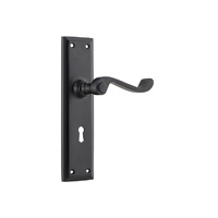 Tradco Milton Door Lever Handle on Long Backplate Lock Matt Black 9611