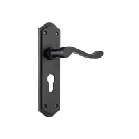 Tradco Henley Door Lever Handle on Shouldered Backplate Euro Matt Black 9614E