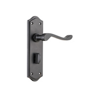 Tradco Henley Door Lever Handle on Shouldered Backplate Privacy Matt Black 9614P