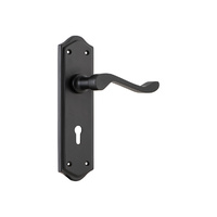 Tradco Henley Door Lever Handle on Shouldered Backplate Lock Matt Black 9615