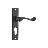 Tradco Fremantle Lever Handle on Rectangular Backplate Euro Matt Black 9616E