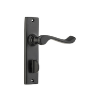 Tradco Fremantle Lever Handle on Rectangular Backplate Privacy Matt Black 9616P