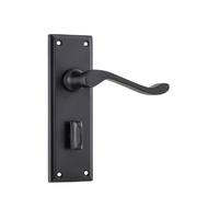 Tradco Camden Lever Handle on Rectangular Backplate Privacy Matt Black 9618P