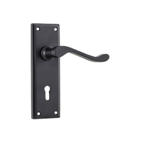 Tradco Camden Lever Handle on Rectangular Backplate Lock Matt Black 9619