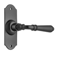 Tradco Reims Door Lever Handle on Short Backplate Passage Matt Black 9622