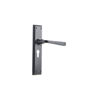 Tradco Menton Door Lever Handle on Long Backplate Euro Matt Black 9626E