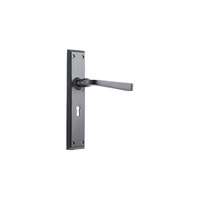 Tradco Menton Door Lever Handle on Long Backplate Lock Matt Black 9627