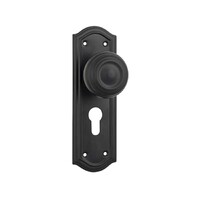 Tradco Kensington Door Knob on Backplate Euro Matt Black 9632E