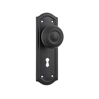 Tradco Kensington Door Knob on Backplate Lock Matt Black 9633