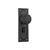 Tradco Edwardian Door Knob on Rectangular Backplate Privacy Matt Black 9634P