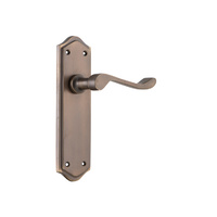 Tradco Henley Lever Handle on Shouldered Backplate Passage Antique Brass 9707