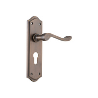 Tradco Henley Door Lever Handle on Shouldered Backplate Euro Antique Brass 9707E