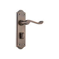 Tradco Henley Lever Handle on Shouldered Backplate Privacy Antique Brass 9707P