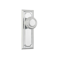 Tradco Edwardian Door Knob on Rectangular Backplate Passage Chrome Plated 9746