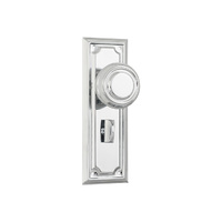 Tradco Edwardian Door Knob on Rectangular Backplate Privacy Chrome Plated 9746P