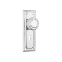 Tradco Edwardian Door Knob on Rectangular Backplate Lock Chrome Plated 9747