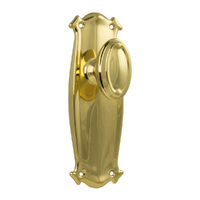 Tradco Bungalow Door Knob on Backplate Passage Polished Brass 1050