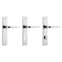 Iver Annecy Door Lever Handle on Chamfered Backplate Polished Chrome
