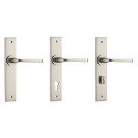 Iver Annecy Door Lever on Chamfered Backplate Smooth Nickel