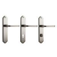 Iver Annecy Door Lever Handle on Shouldered Backplate Satin Nickel