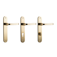 Iver Annecy Door Lever Handle on Oval Backplate Polished Brass