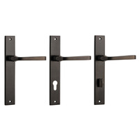 Iver Annecy Door Lever Handle on Rectangular Backplate Signature Brass