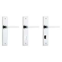 Iver Baltimore Door Lever Handle on Chamfered Backplate Polished Chrome