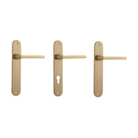 Iver Baltimore Door Lever Handle on Oval Backplate Brushed Brass