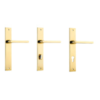 Iver Baltimore Door Lever Handle on Rectangular Backplate Polished Brass